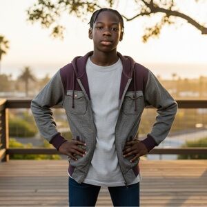 Chor Two-Tone Gray and Purple Hoodie